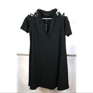 Black crisscross sleeved dress